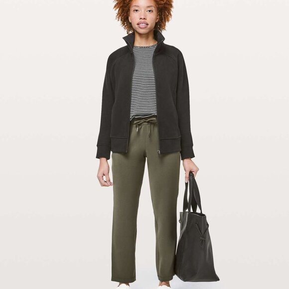 LULULEMON 4 On The Fly Pant Woven 28" Dark Olive Drawstring - Picture 1 of 9